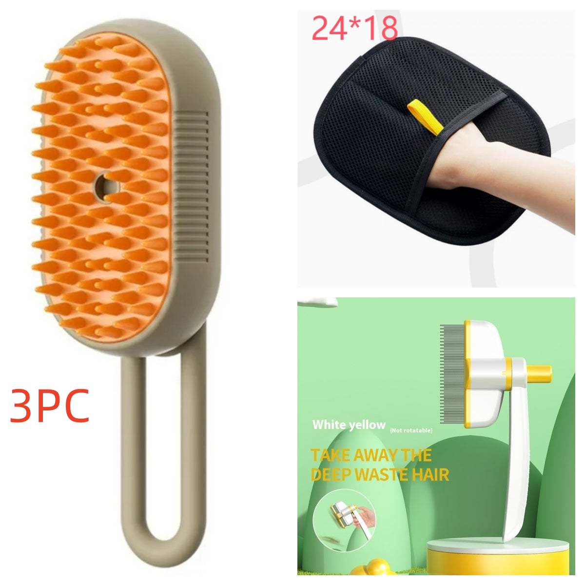 3-in-1 Steam Pet Grooming Brush